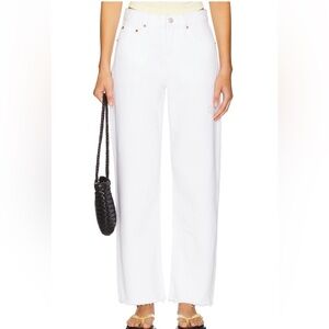 Pistola Lexi Mid Rise Bowed Straight Leg Jeans in Luxe White Vintage